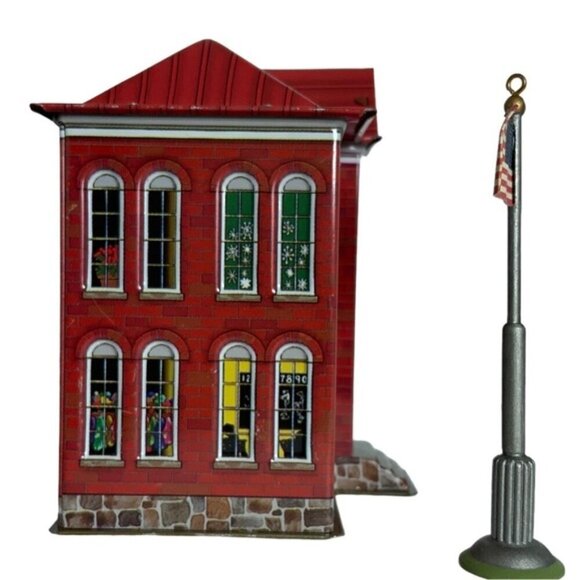 Hallmark Vintage Schoolhouse Patriotic Flag Keepsake Ornament Metal Christmas - Picture 6 of 15